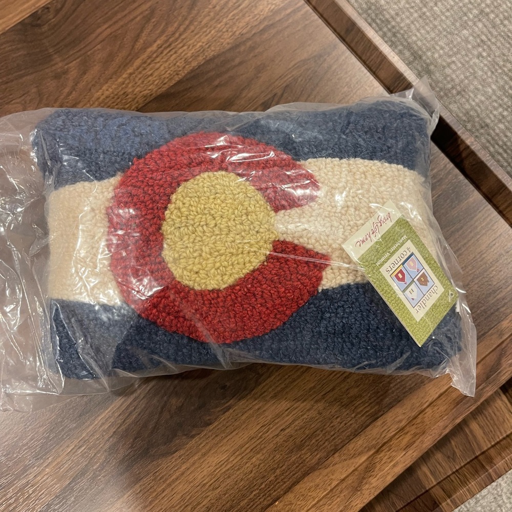 Woolrich Colorado Flag Accent Pillow - Red, Blue, Cream
